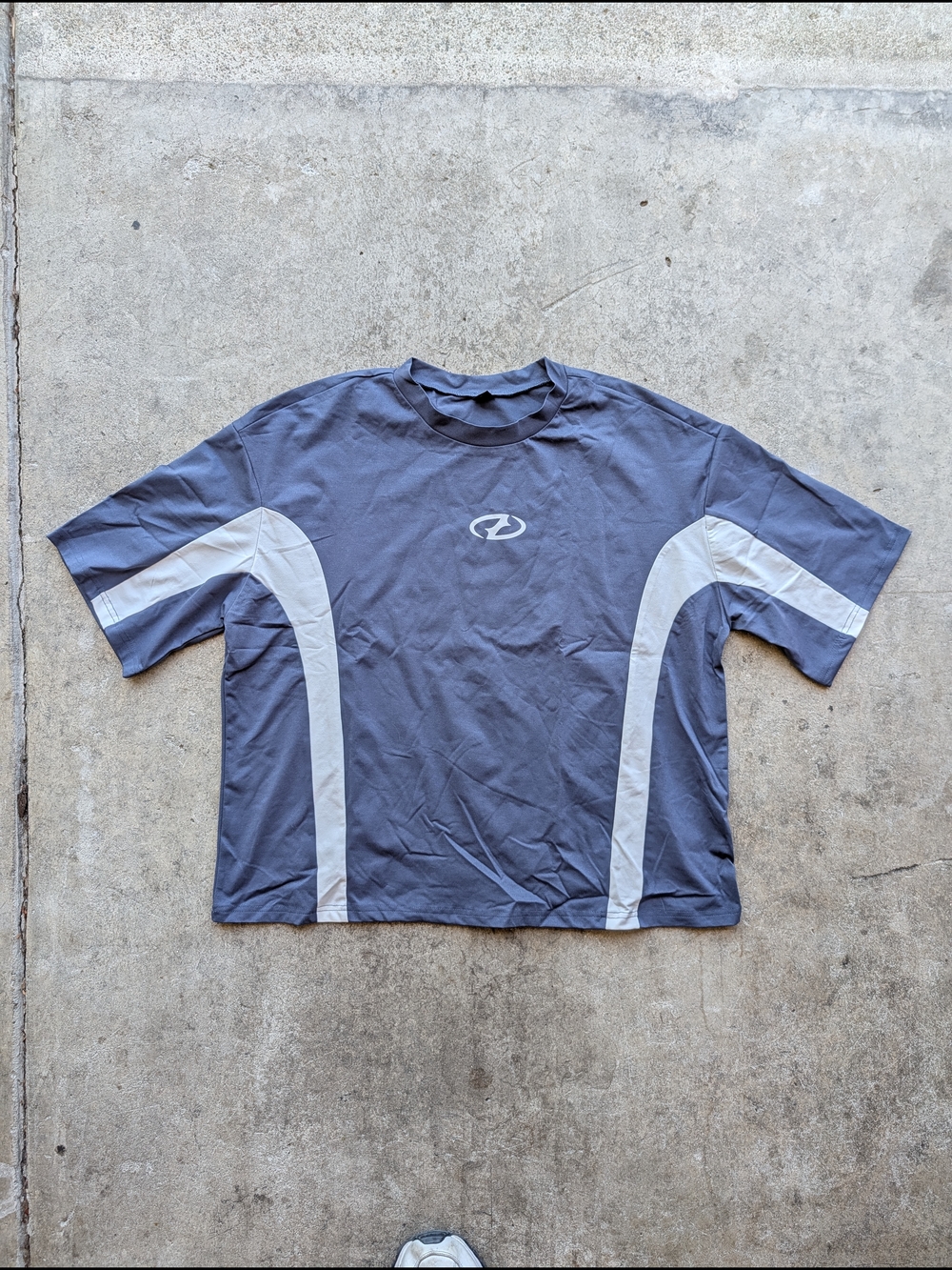 NFINITY Short-Sleeve Athletic Crewneck Shirt - Blue with White Panels